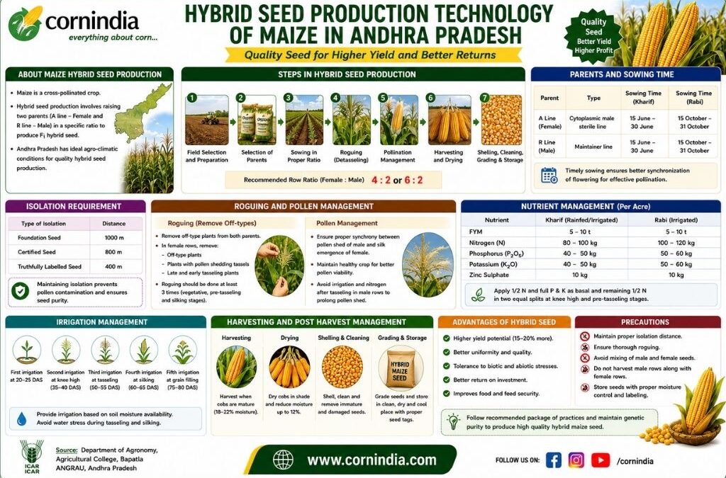 Hybrid seed production technology of maize in Andhra Pradesh
